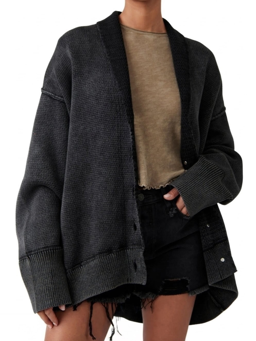 Free People Oversized Open-Front Cardigan